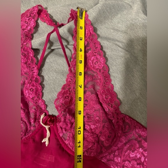 Seductive Wear By Cinema Etoile Night Gown Chemise Pink Lace Halter Slip Dress M - Picture 11 of 11